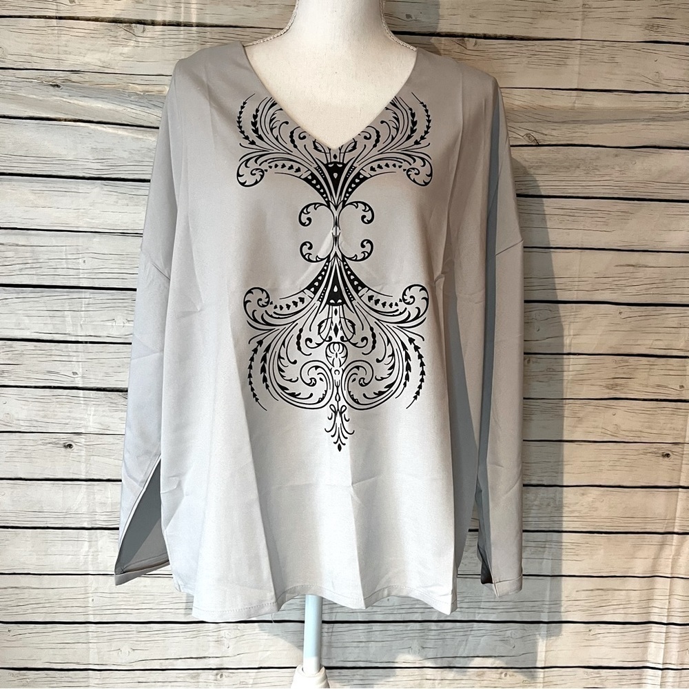 Misslook Long Sleeve Silky Top Size XL